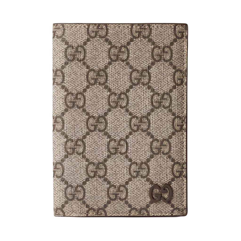 Gucci Logo Ceramic Effect Finish Canvas Passport Holder Men Accessories Beige Ebony 795229-FACQC-9773
