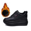 Women Genuine Leather Casual Black Shoes Platform Wedge Female Women 8CM High  Fashion Sneakers Chunky Spring Autumn Shoes