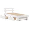 Bed Frame with Headboard White 75 x 190 cm Solid Pine Wood