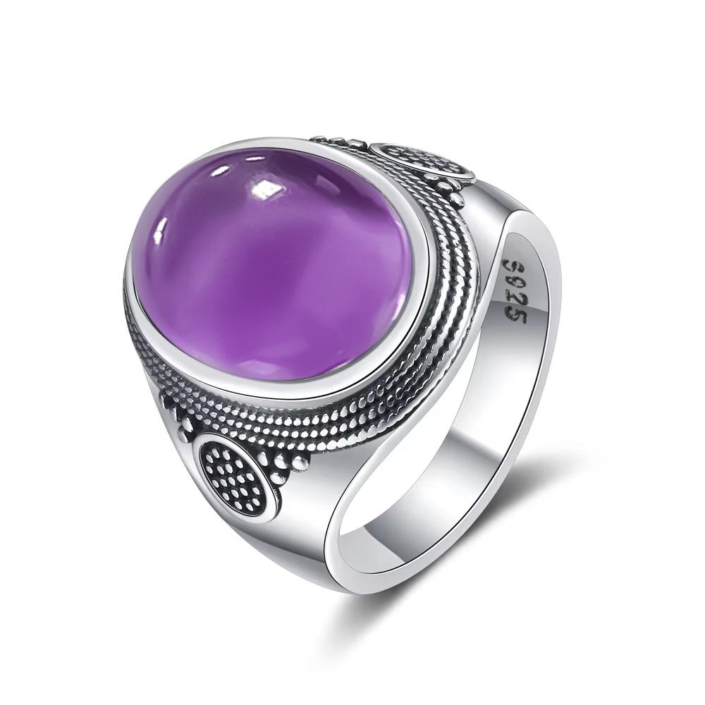 Винтажное кольцо из серебра 925 пробы Кольцо с натуральным лунным камнем 10*14 мм Овальный большой камень Ретро Серебро Тонкое ювелирное изделие Подарок для женщин Мужчин