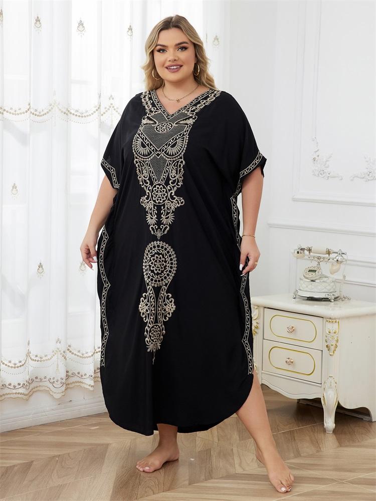 Летняя новая хлопковая блузка-бикини в стиле инди-фолк, с v-образным вырезом и вышивкой по бокам, свободное пляжное длинное платье, женская блузка для купания