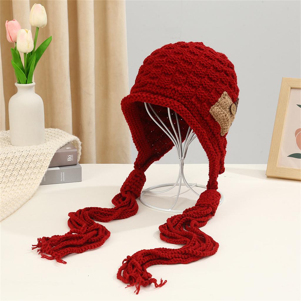Женская зимняя перуанская шапка-бини с закрывающими уши, с ушными клапанами, на шерпе, для лыж, снега, вязаная, милая, с кисточками
