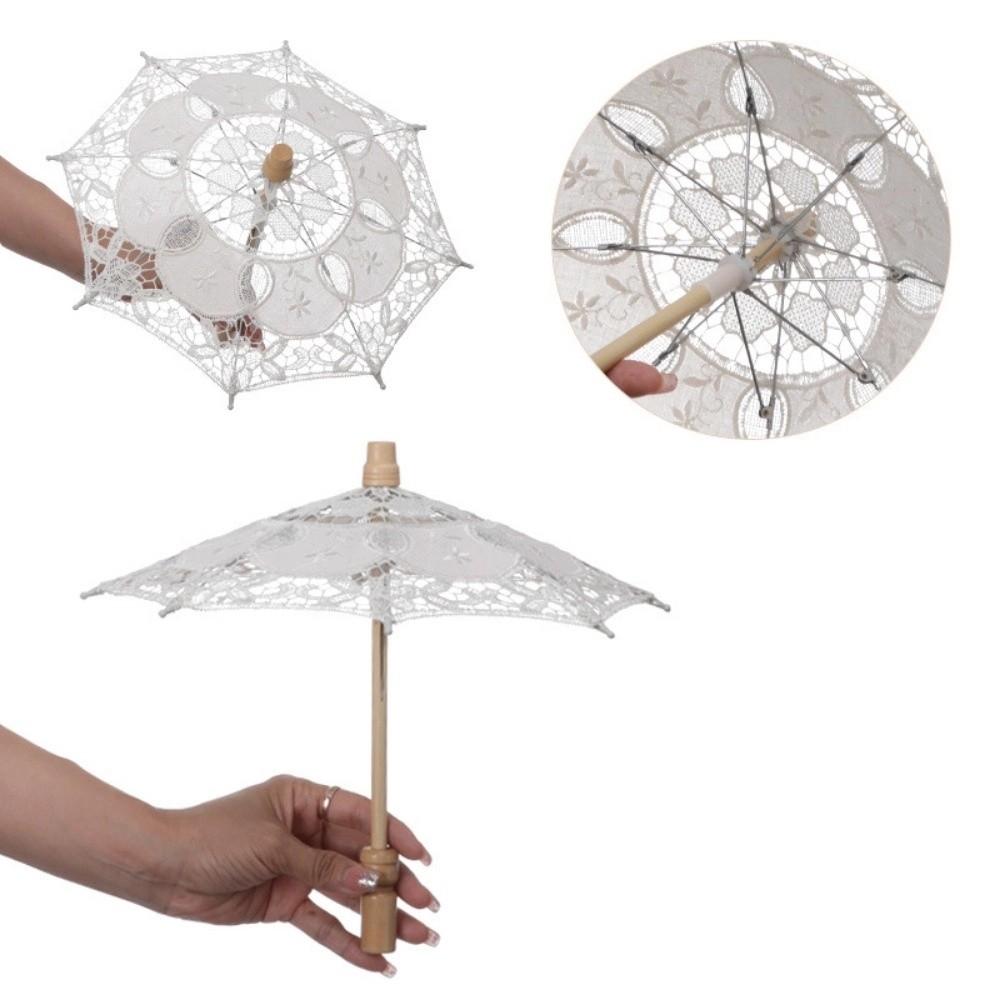 Vintage 26/31/43/53cm Lace Parasol Umbrella Embroidery Cotton Lace Flower Girl Umbrella Kids Sun Umbrella Wedding Decoration