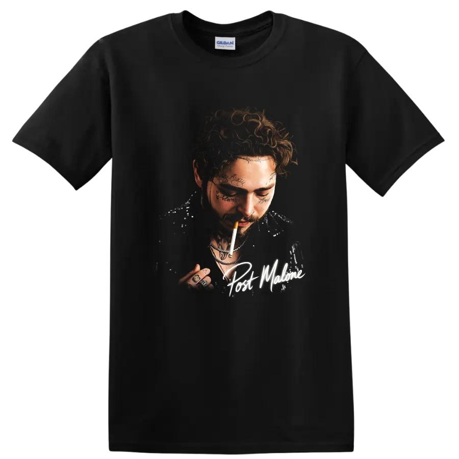 Post Malone Portrait Music T Shirt Rapper Singer Graphic Artwork Black Print Tee