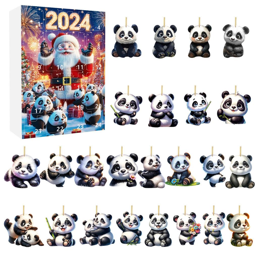 Panda Holiday Countdown Calendar Featuring 24 Acrylic Backpack Charms For Christmas Celebration
