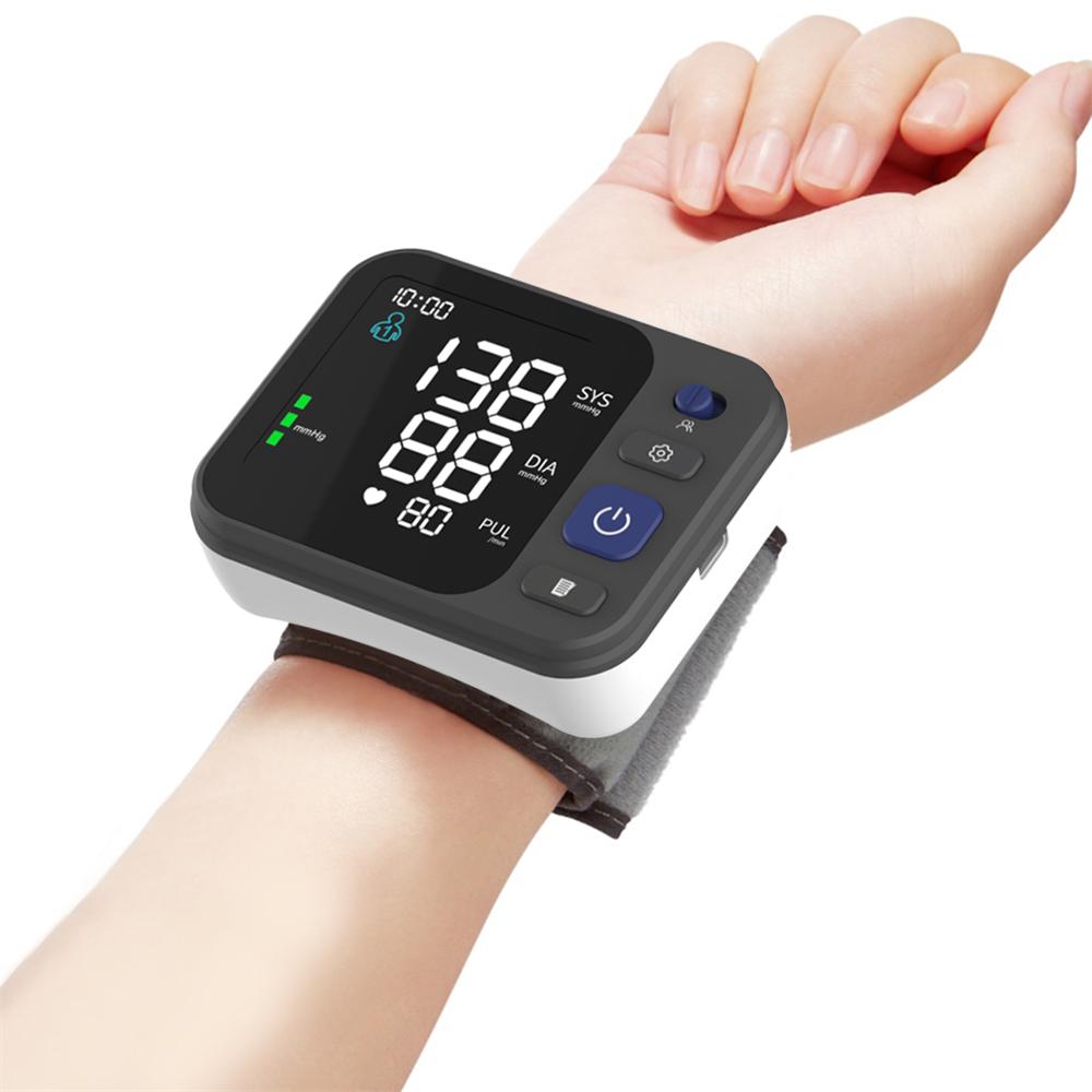 Portable Digital Tensiometer BP Machine LCD Display Sphygmomanometer with Wrist Blood Pressure Cuff Electric Power Source