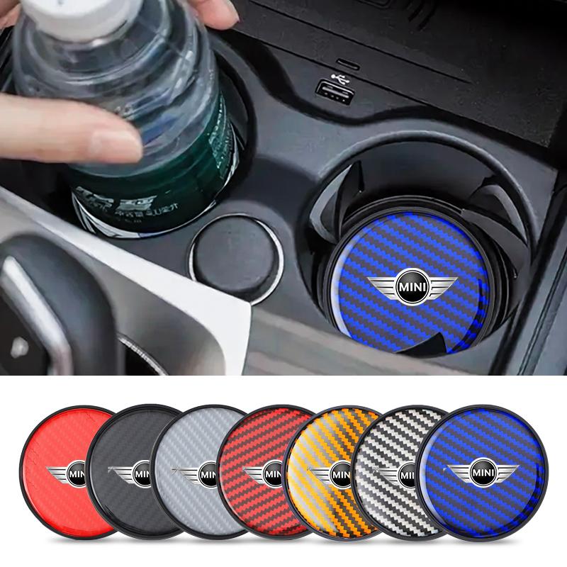 2PC Silicone Car Water Cup Pad Coaster Non-slip Mat For MINI Cooper One JCW Works Countryman R55 R56 F55 F56 R57 R58 R59 R60 R50 tnrjc00