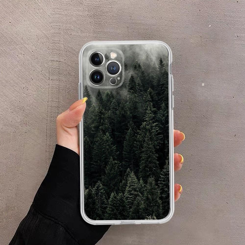 Чехол для телефона "Горный Лес" Для IPhone 16 15 14 13 12 Mini 11 Pro XS Max X XR SE 6 7 8 Plus Мягкий Силиконовый Чехол
