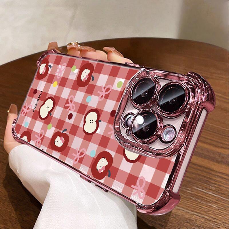 Strawberry Hello Kitty Case For Iphone 17 Pro Max 17 Air 16 15 14 13 12 11 Pro Max 15 Plus 16E 13 mini  Shockproof Clear Casing