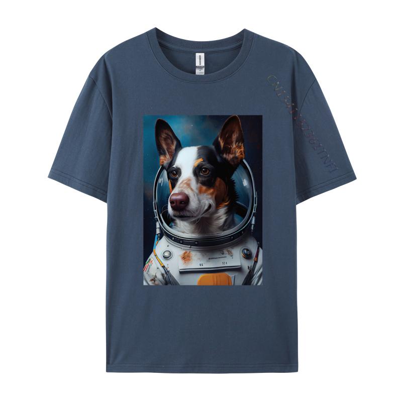 Astronaut Dog Tshirt Pet Vintage Gift TShirt Printed On T Shirts Faddish Tops T Shirt Cotton Men Astronaut Tshirt