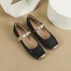 2024 Новые женские балетки на плоской подошве размера 44 Летние атласные туфли Мэри Джейн с квадратным носком в стиле ретро Весна/Осень Женские одинарные туфли