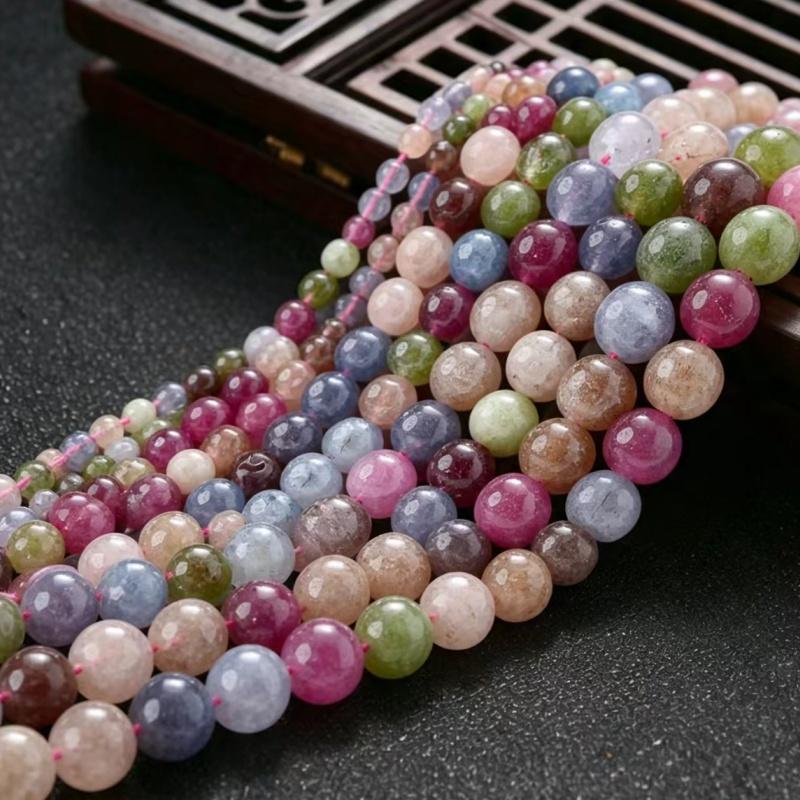 Natural Tourmaline Stone Beads Colorful Spacer Beads for Jewelry Making DIY Charms Bracelet Necklace Accessories 4 6 8 10 12mm