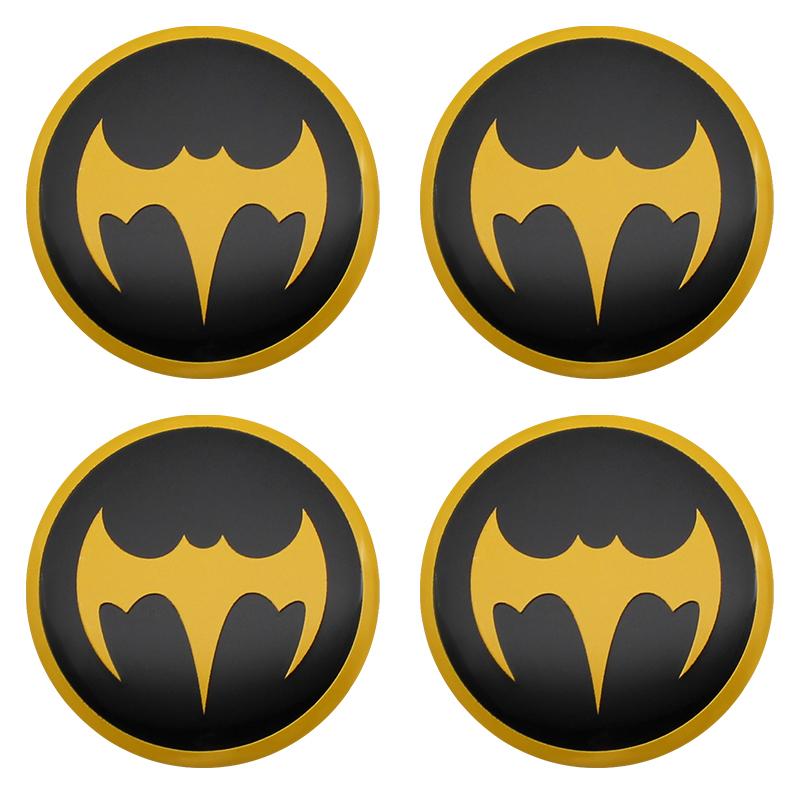 4pcs 56mm+60mm Car Styling Bat Logo Badge Car Wheel Center Hub Cap Rim Cover Emblem Stickers Decorative Decal Auto Accessories