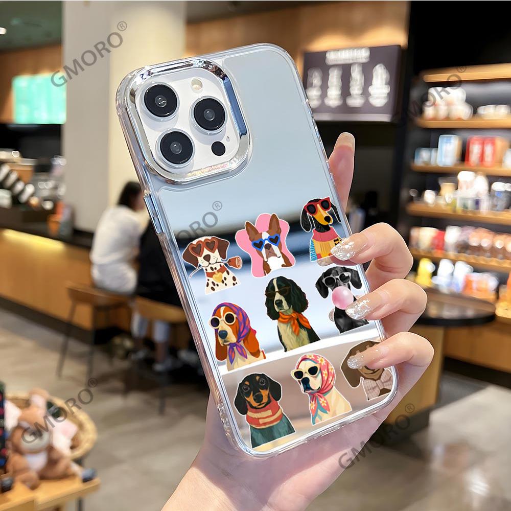 Креативный смешной щенок подходит для чехла на мобильный телефон iphone17promax Apple 16 с зеркалом 15 чехол для мобильного телефона для девочек