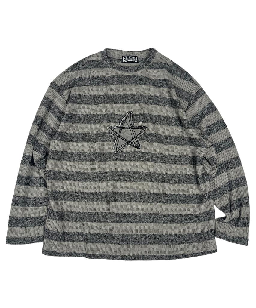 SK8ER ROCK Loose Melange Knit Star Pullover (Beige*Gray)