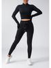 Women's Seamless Fitness Yoga Set: Zipper Long-Sleeve Top & Drawstring Hip-Lifting Trousers