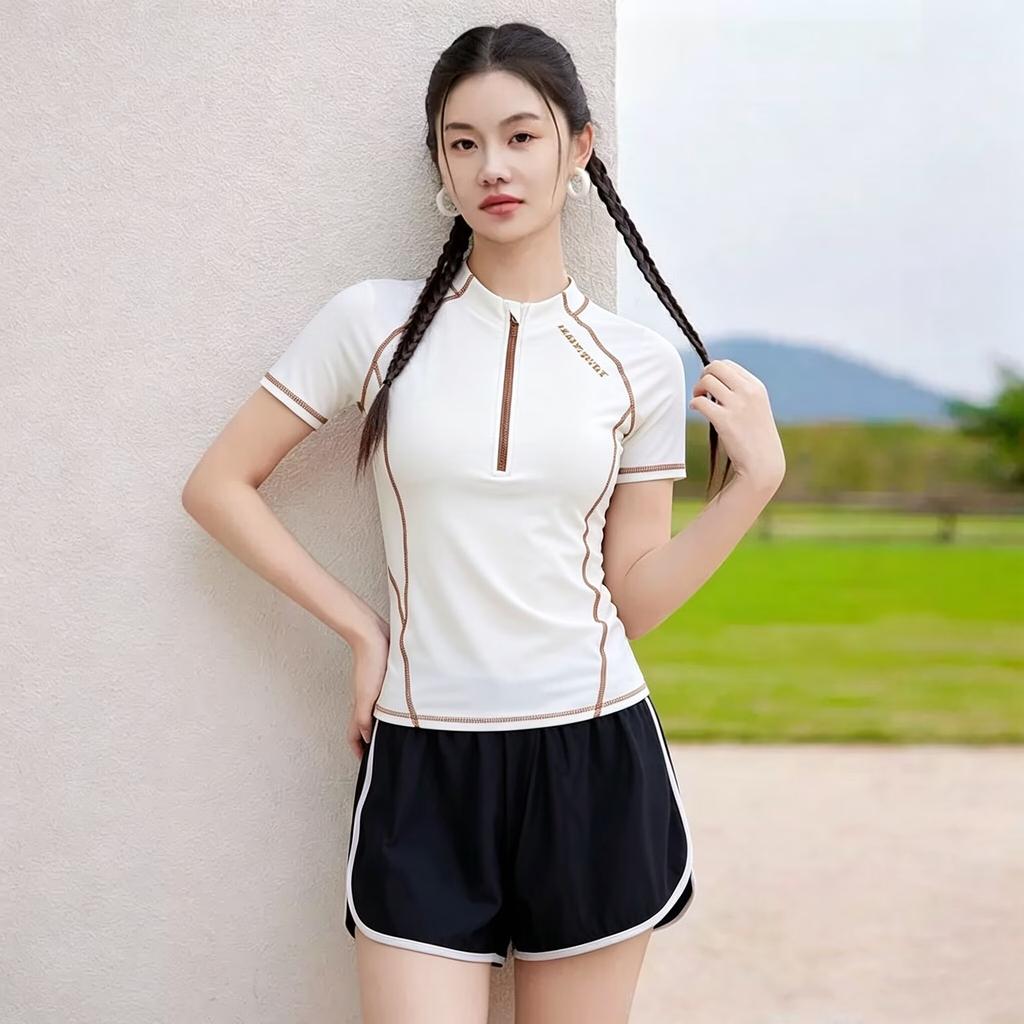 Swimsuit women's split large size fat mm50kg women's two-piece set high waist conservative sports slightly fat girls swimsuit