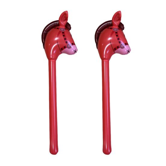 2 шт. Надувная лошадь на палочке 39" ПВХ Детская надувная игрушка-лошадь Легко надувать сдувать Украшение для вечеринки для лошади ковбоя карнавала Рождества дня рождения