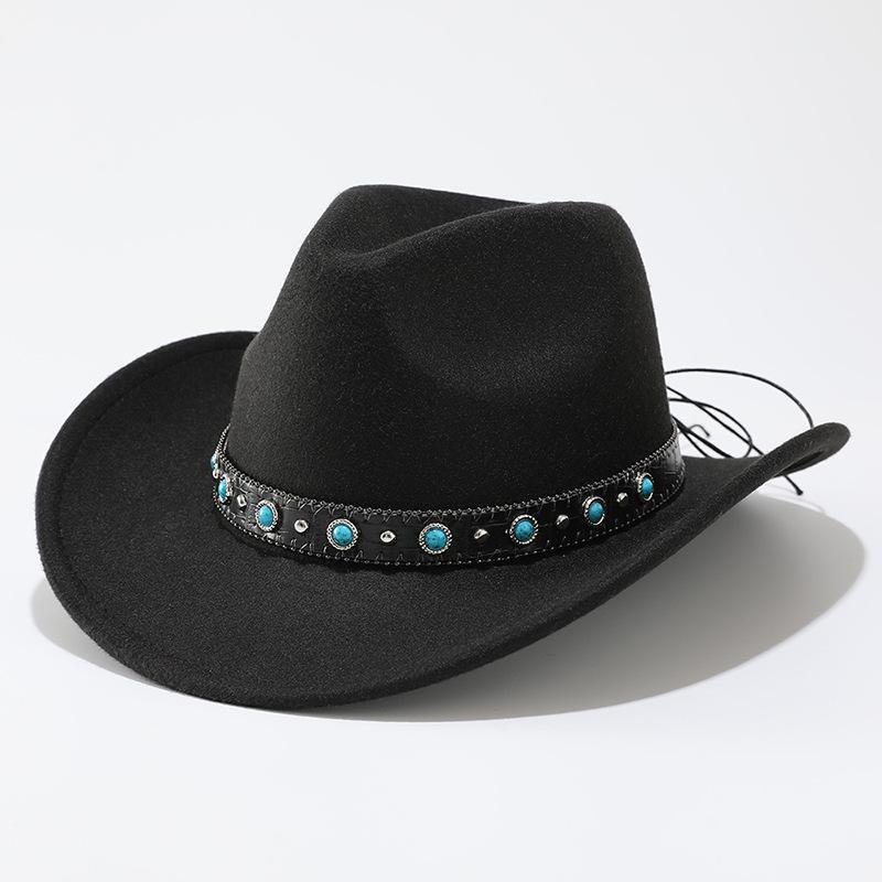Cowboy hat retro jazz hat sapphire accessory woolen top hat felt hat retro imitation sheep hat cowboy hat