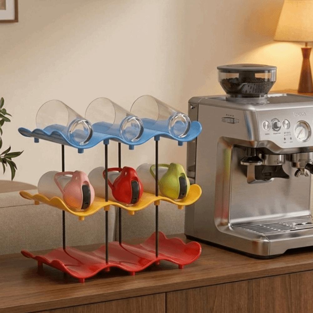 Large Capacity Wavy Multi-layer Finishing Rack Anti-Fall Water Cup Holder Cup Storage Rack Office