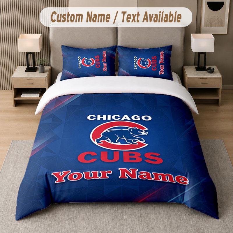 Постельное белье на заказ, узор Chicago Cubs, печать имени/текста, 1 пододеяльник + 2 наволочки, домашний текстиль