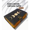 Винтажный кожаный журнал Sun & Moon для мужчин и женщин, 200 страниц антикварной винтажной бумаги ручной работы с краями Deckle Edge
