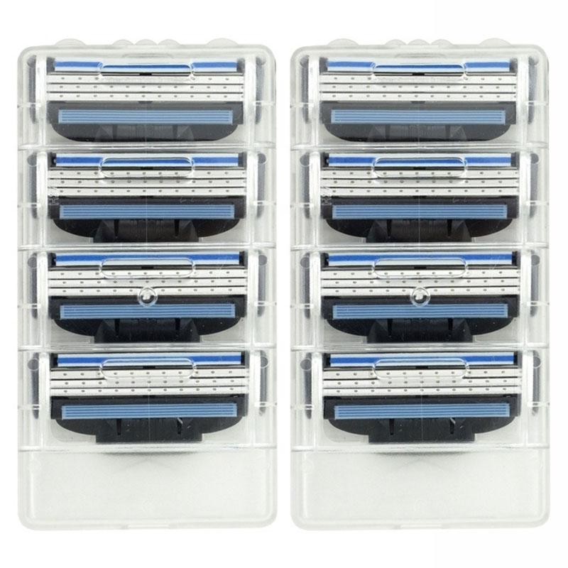 8pcs 3 Layers Blade Men Shaving Cassettes Shaving Cartridge Razor Blades