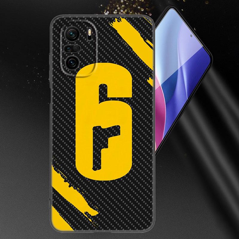 Радуга шесть:Чехол для телефона с логотипом Siege для Xiaomi Mi POCO X3 NFC GT M4 M3 12 11T 10T Pro A3 11 Lite NE 5G 12X 11i F3, мягкий черный чехол