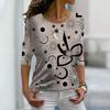 Tops For Women 3D Beige Moon Star Print Round Neck Long Sleeve T-shirt Fall Casual Slim Pullover Women's Long Sleeve Top