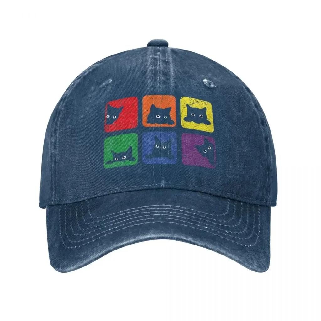 Classic Funny Cats Pride Cat Lover Lgbt Cat Lover Baseball Caps Unisex Style Distressed Denim Headwear Outdoor Golf Hats Cap