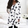 Womens Tops V-neck Long Sleeve Blouses Casual Mid-length Shirts Fashion Print Tunic Tops With Pockets