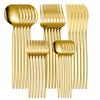 Luxurious 30-Piece Gold Stainless Steel Cutlery Set: Includes Portuguese Knife, Fork, and Spoon for Western Cuisine in an Elegant Gift Box.