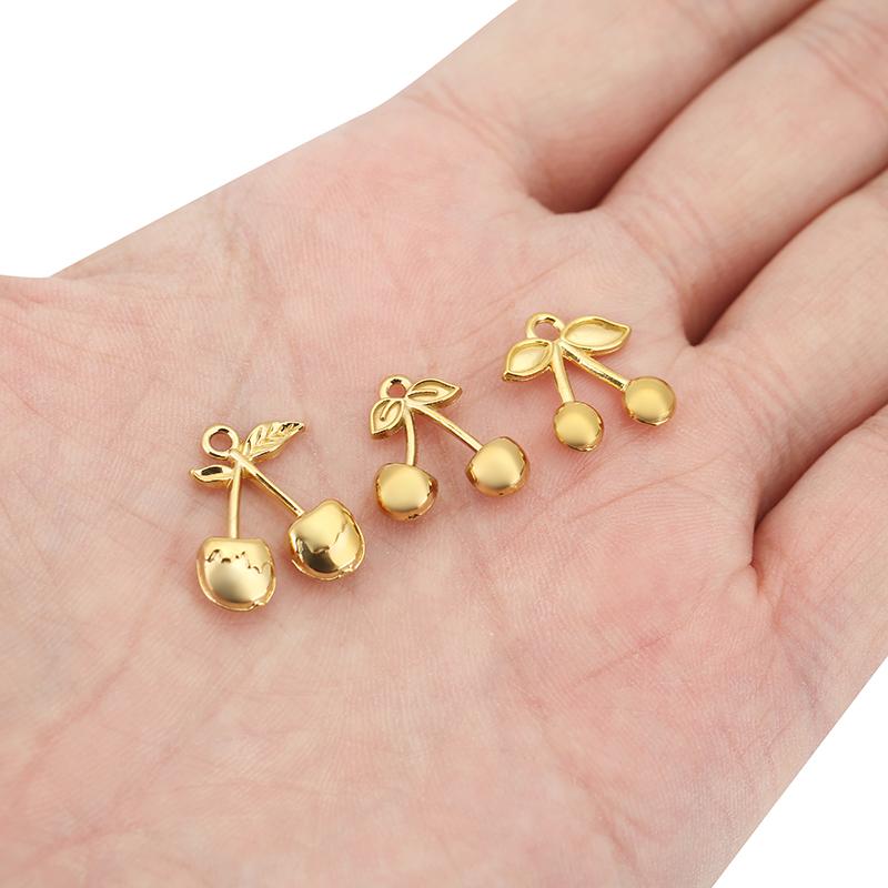 5pcs PVD Stainless Steel Necklace Charms Beads Lot Never Fade Cherry Charms for Diy Bracelet Earrings Findings Jewelry Making