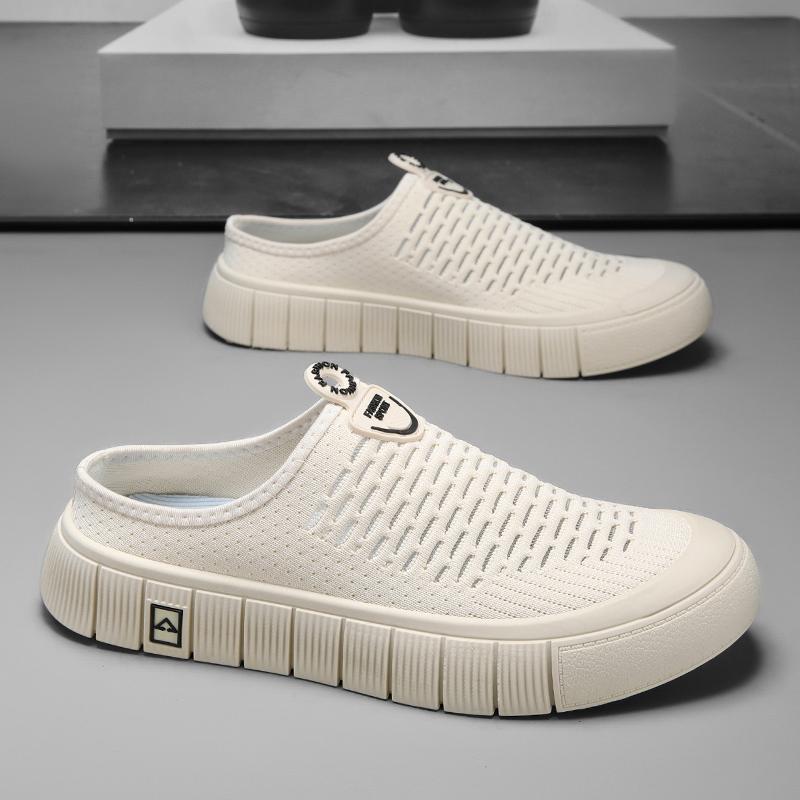 Сандалии без застежек с открытой пяткой для мужчин и женщин - летние сланцы из дышащей сетки с плоской подошвой, легкая повседневная одежда для отдыха на открытом воздухе