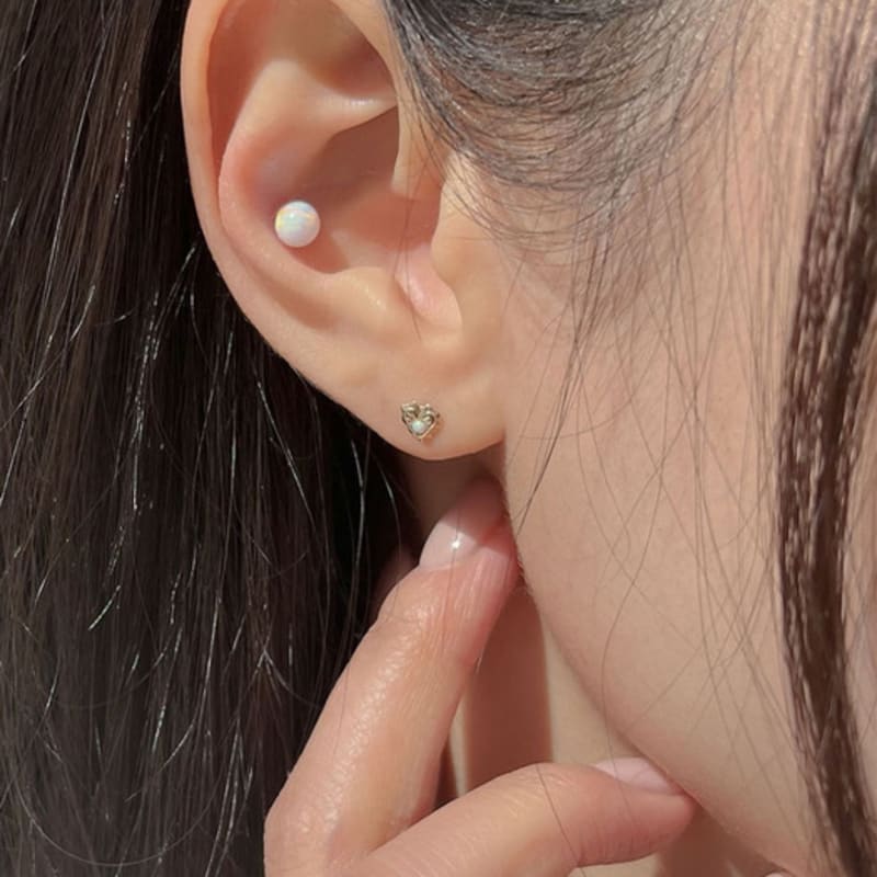 Youngglow 14k винтажный пирсинг с камнем в форме сердца (2type)