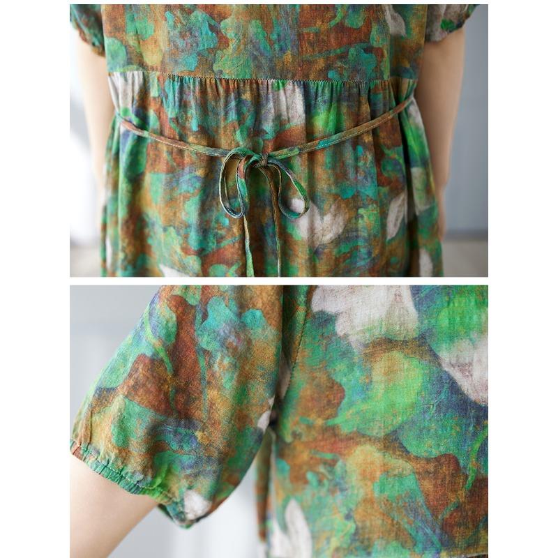 Dimanaf 2025 Summer Women Plus Size Dress Vintage Printing Flower Casual Loose Long Holiday Dress New Oversized