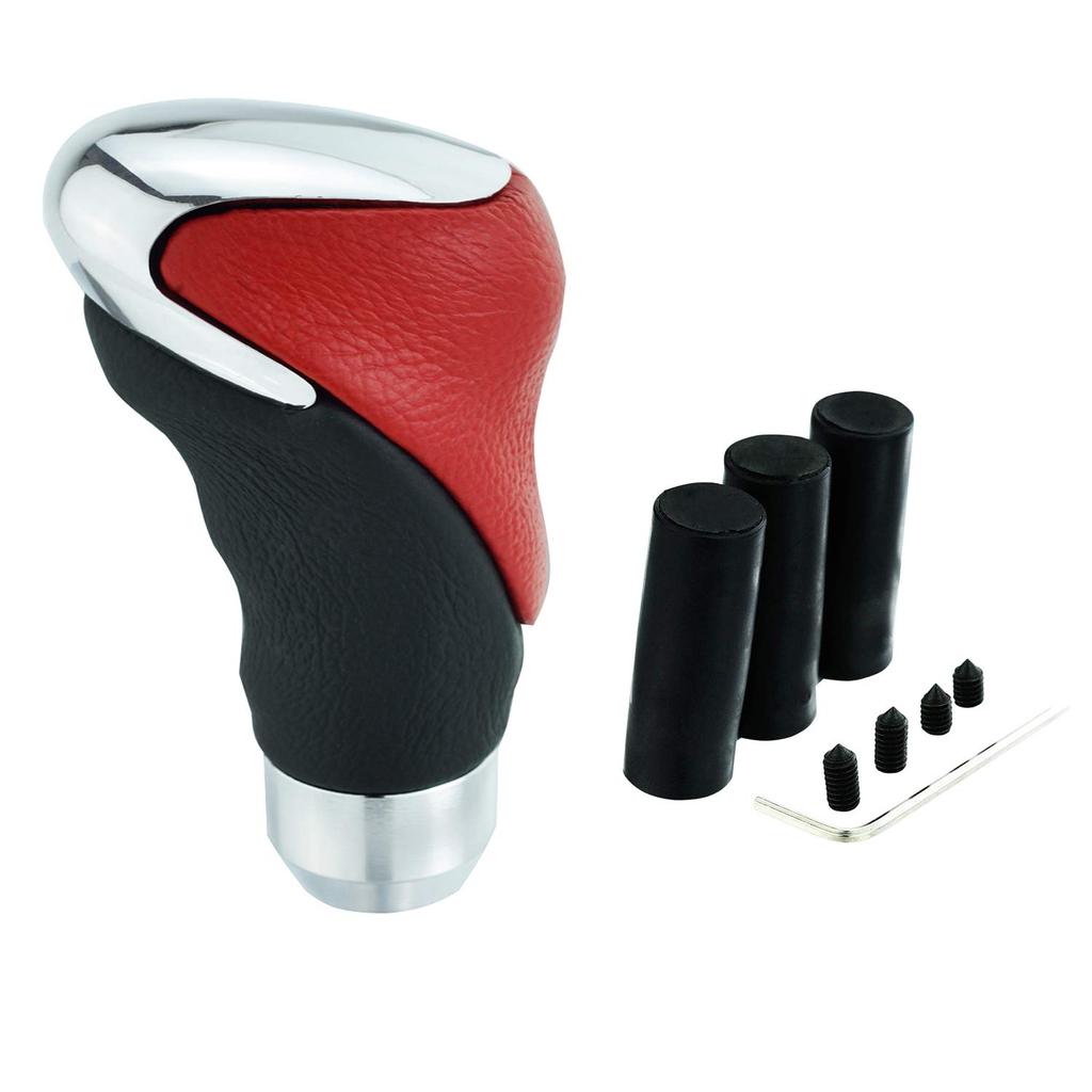 Abfer PU Shift Knob Shift Knob Replacement Universal Auto Parts Manual Car (Black and Red)