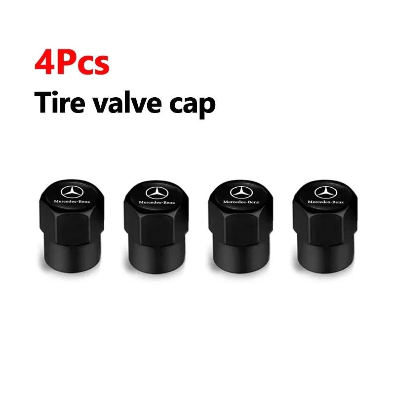 WXUKM1 C200 E200 New 2025 For Mercedes Benz 4Pcs Car 3D Logo Tire Valve Caps Emblem Cap Case For Mercedes Benz AMG Smart W205 C300 W203