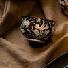 Black Glazed Silver Patterned Teacup Creative Tea Bowl Cute Cup Tea-tasting Smelling Cup Chazhan Master Cups Drinkware
