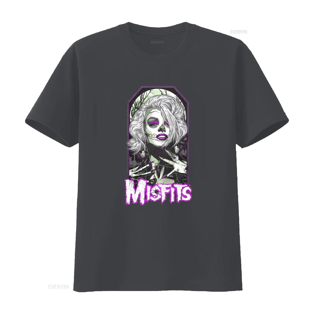 Misfits Female Sugar Skull Punk Rock Gothic T Shirt for Men vintage Washed Comfortable streetwear Unisex graphic