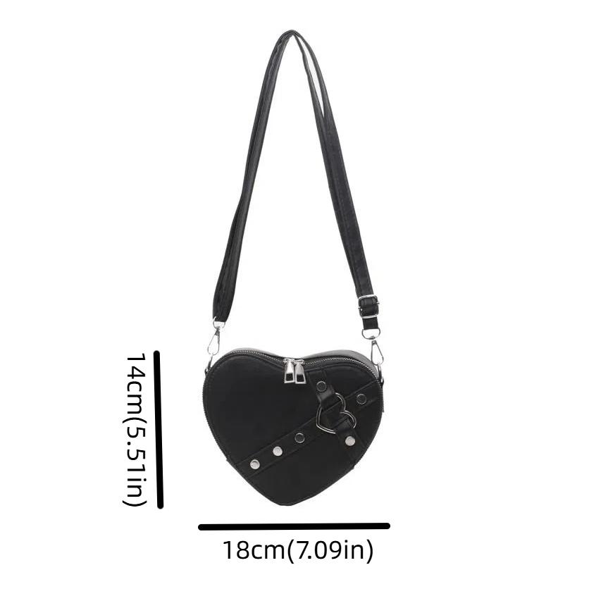 Leather Y2k Heart Crossbody Bag New Design Purse Tote Handbag Vintage Small Chain Rivet Bag Girls