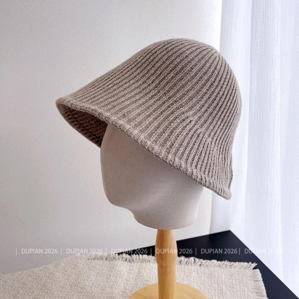 Simple vertical strip knitted fisherman's hat children plain face versatile face small bucket hat cold warm beach hat