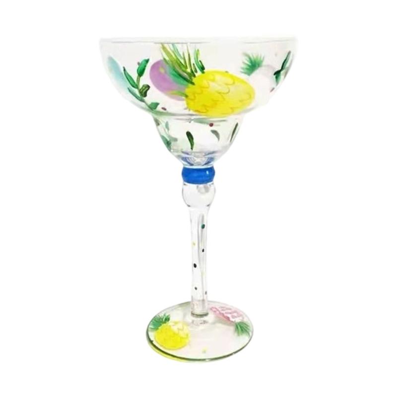 Elegant Margarita Glass Cup Intricate Hand Painted Pattern Colorful Mexicans Cocktail Drinkware For Party Decoration