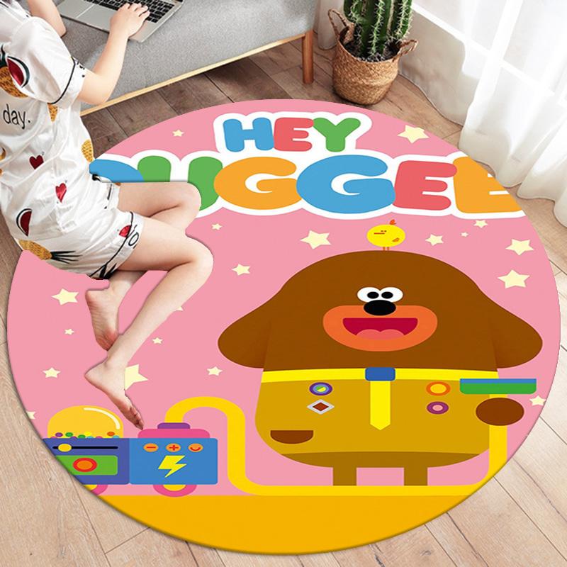 Hey Duggee Round Area Rug,Carpet Rug for Living Room Bedroom Sofa Playroom Decor,Non-slip Floor Mat