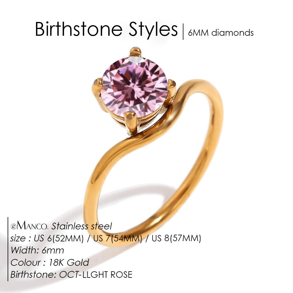 EMANCO Fashion Bling Colorful Cubic Zirconia Thin Women's Ring Waterproof Stainless Steel Trendy Exquisite Finger Jewelry