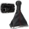 VW Golf IV 97-03 Gear Shift Knob + Boot with RED Thread and CHROME Frame 5 SPEED 23MM HOLE