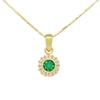Round Cut Natural Colombian Emerald 925 Sterling Silver Solitaire Gift Pendant