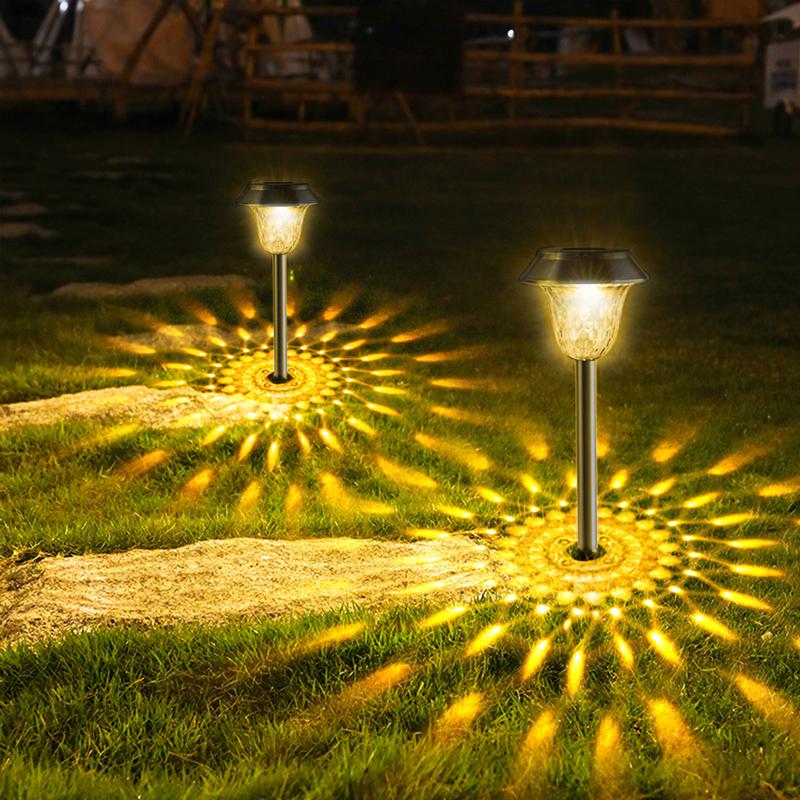 Солнечный светодиодный газонный светильник на открытом воздухе водонепроницаемый RGB светодиодный теплый двойной источник света двор вилла дорожка балкон сад украшения огни подарки