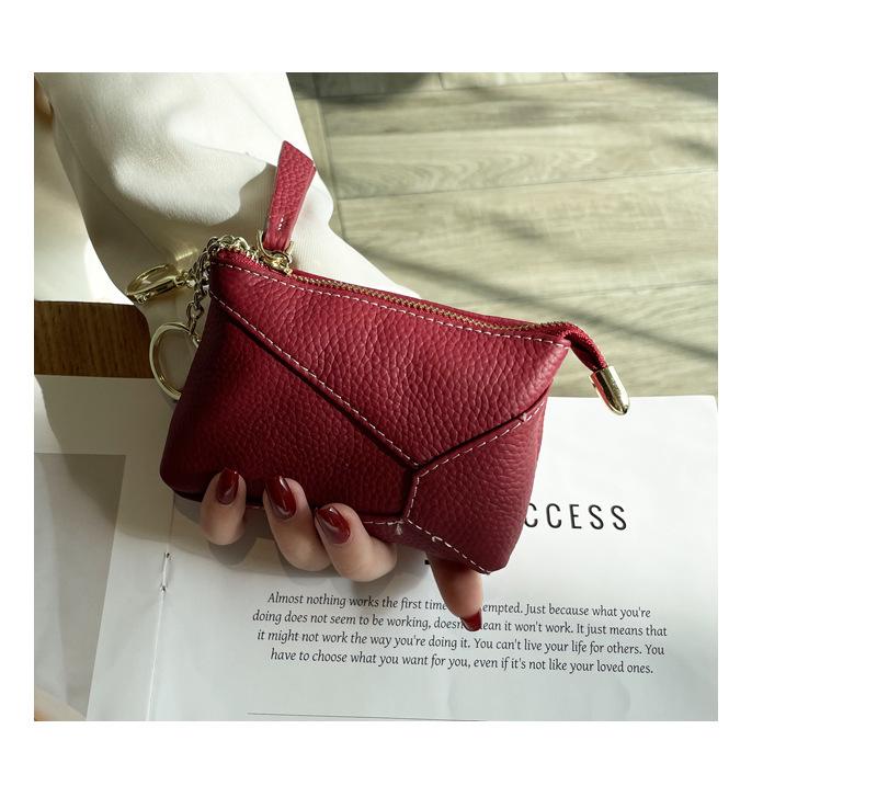 Cowhide Women's Zipper Coin Pouch - Multifunctional Small Purse & Key Holder