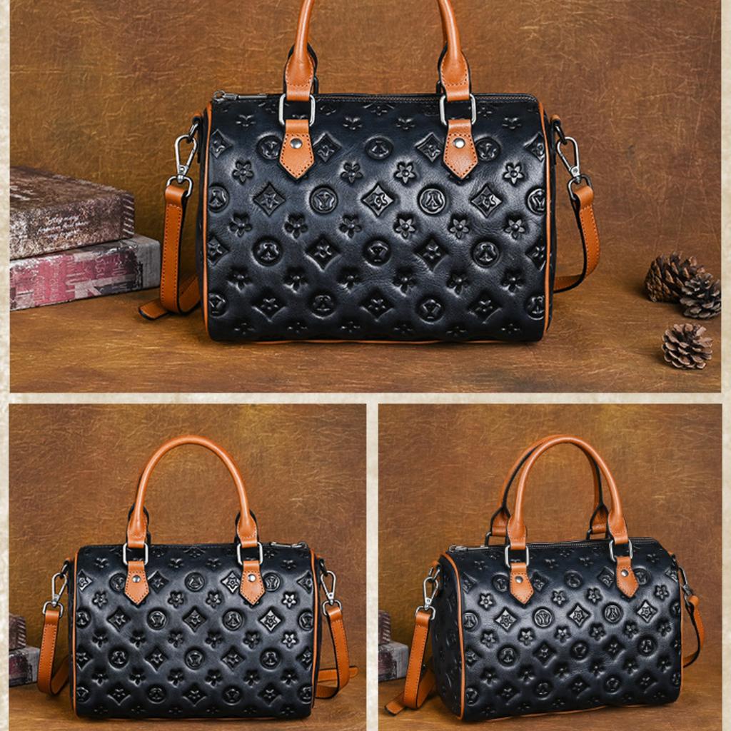 Tote Large Capacity Embossed Shoulder Straddle Vintage Tote Bag